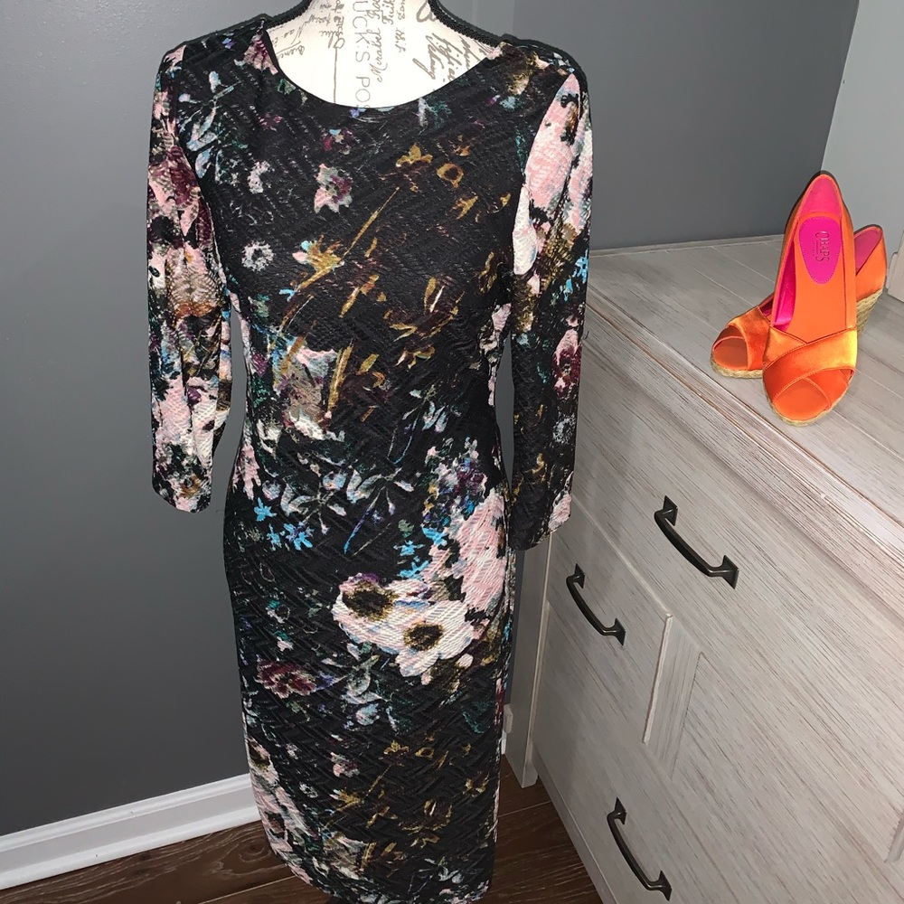 ICE Women's Long Sleeve Dress Black Multi-Color S